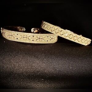 Set Of Diamond Bangle Cuff Bracelets Set In Sterling Silver